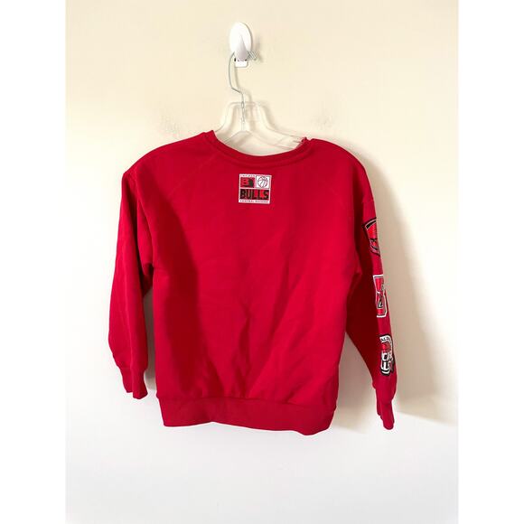 NBA Chicago Bulls Basketball Crewneck Sweatshirt Red Black Kids Size 9-10 - Picture 3 of 8
